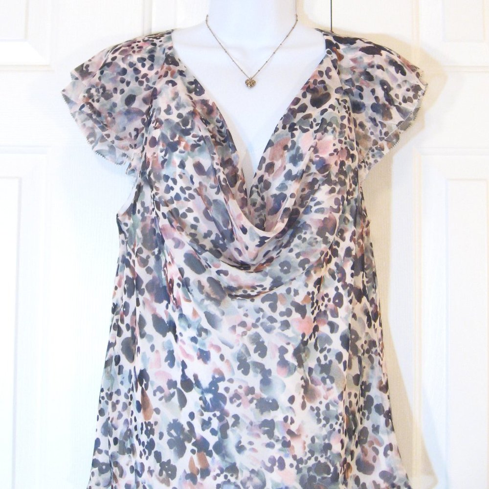 Whbm | Abstract Print Flutter Sleeve Blouse - image 3